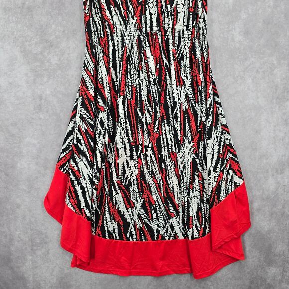 5th & Love Black Red Print High Low Sleeveless Flare Dress Extra Large XL - Picture 6 of 8